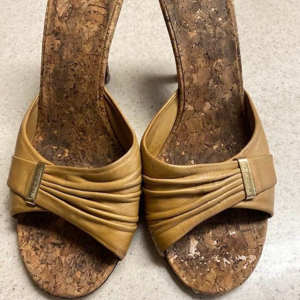 Auth. CHANEL Cork and Leather Shoes Sandals Light Brown Size 36 EU Orig. $799.00